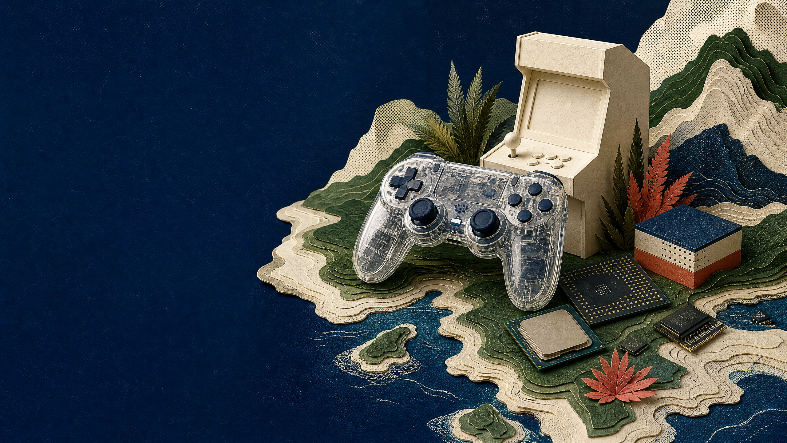Abstract gaming and technology collage
