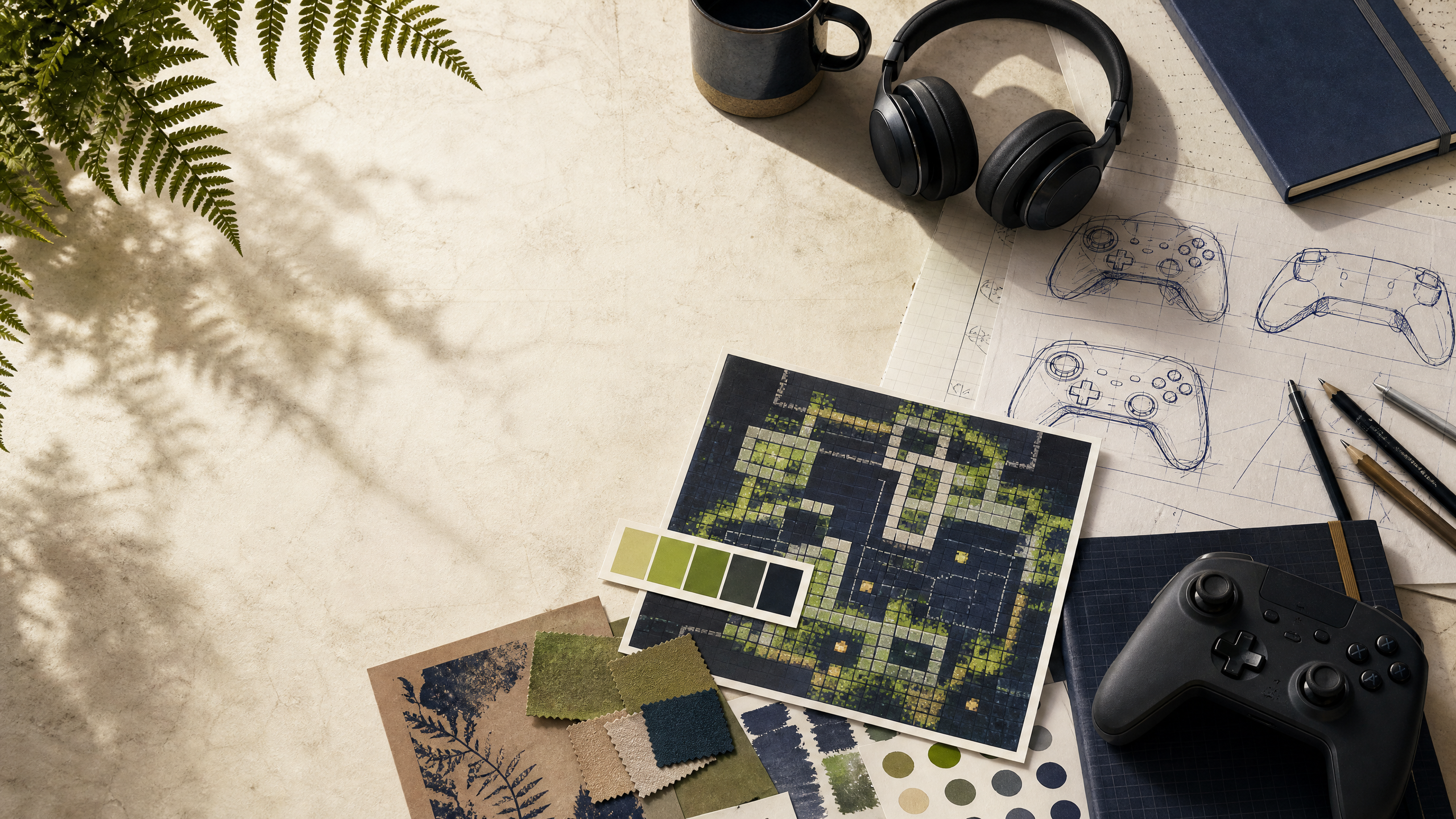 Playtesting materials on a table